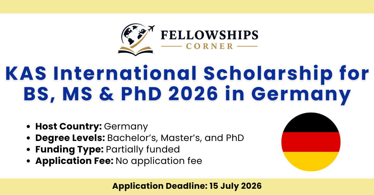 KAS International Scholarship for BS, MS & PhD 2026 in Germany