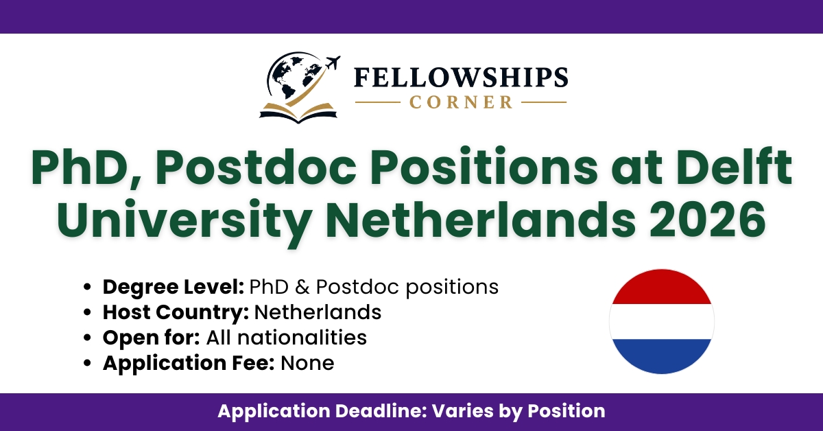 PhD, Postdoc Positions at Delft University Netherlands 2026