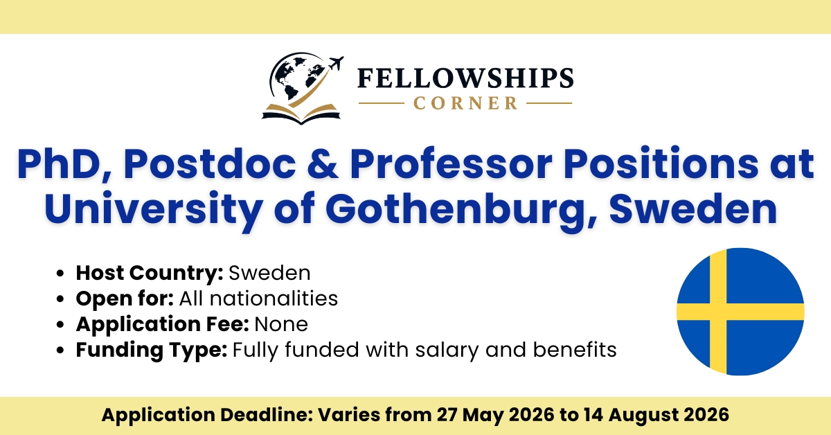 PhD, Postdoc & Professor Positions at University of Gothenburg, Sweden