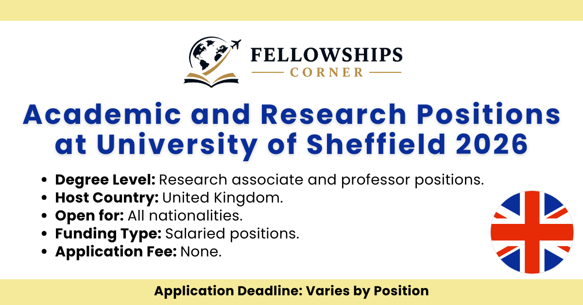 Academic and Research Positions at University of Sheffield 2026