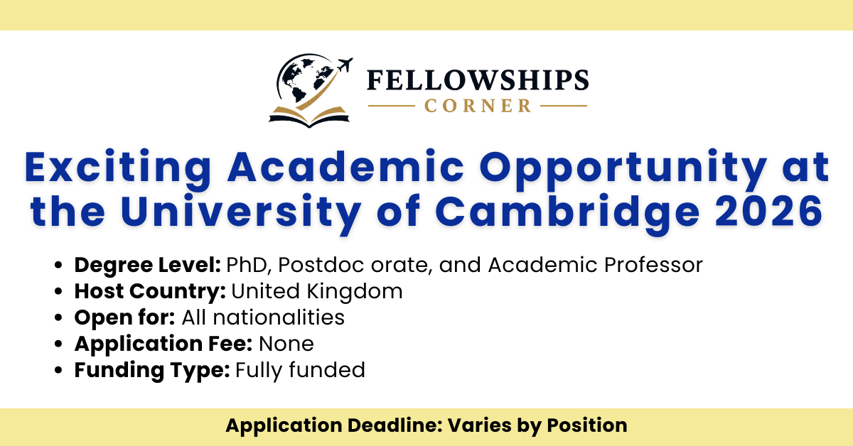 Exciting Academic Opportunity at the University of Cambridge 2026