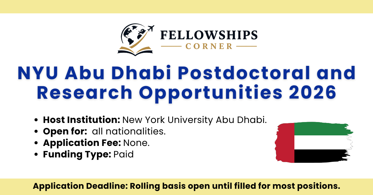 NYU Abu Dhabi Postdoctoral and Research Opportunities 2026