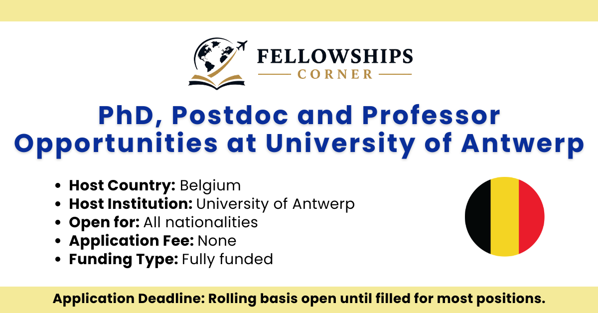 PhD, Postdoc and Professor Opportunities at University of Antwerp