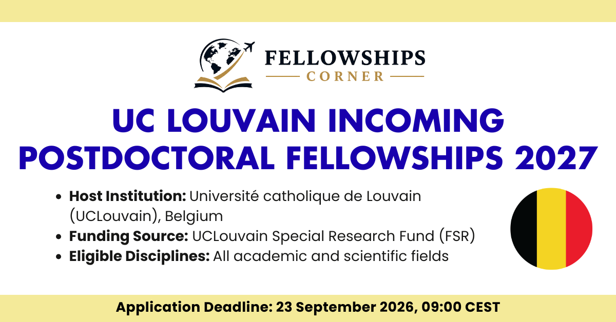UC Louvain Incoming Postdoctoral Fellowships 2027