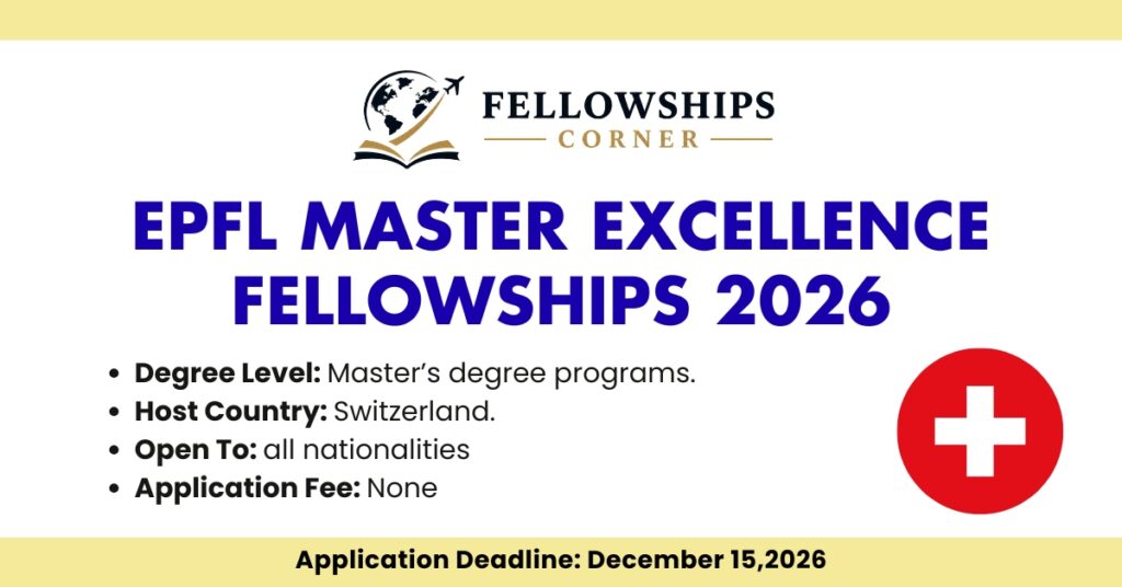 EPFL Master Excellence Fellowships 2026