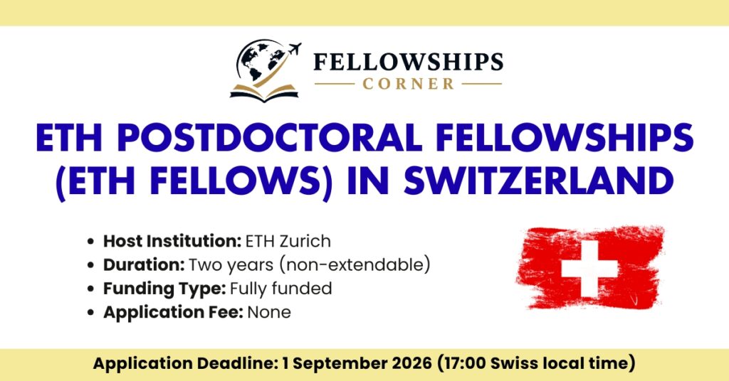 ETH Postdoctoral Fellowships (ETH Fellows) in Switzerland