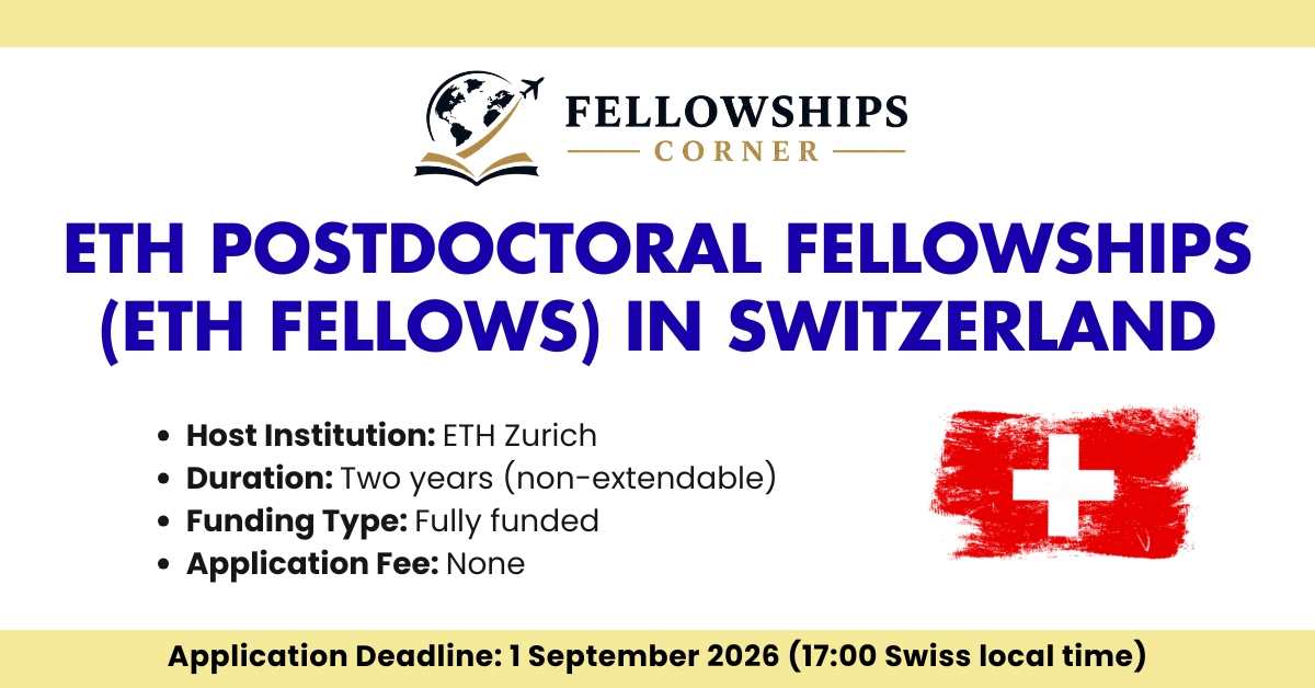 ETH Postdoctoral Fellowships (ETH Fellows) in Switzerland