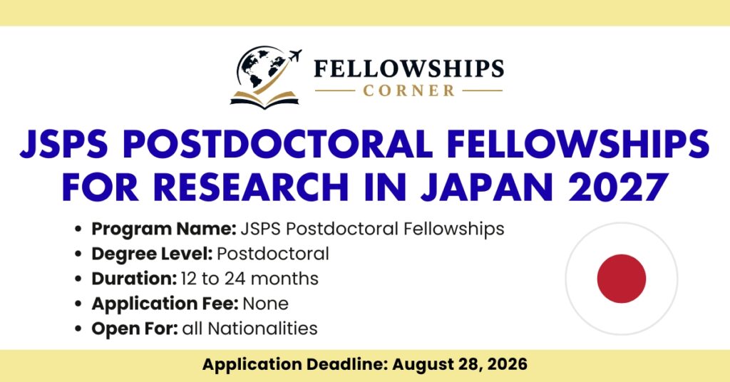 JSPS Postdoctoral Fellowships for Research in Japan 2027