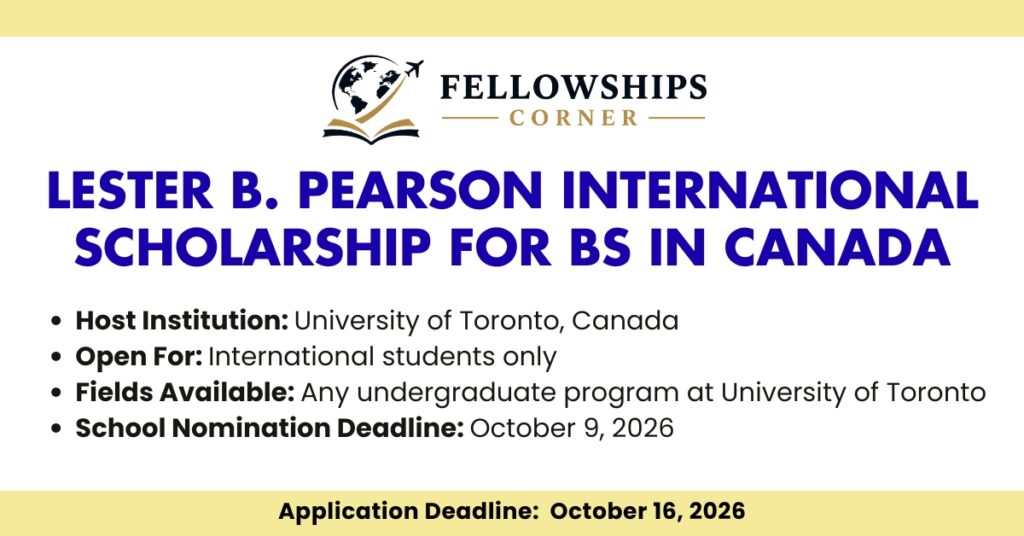 Lester B. Pearson International Scholarship for Bs in canada