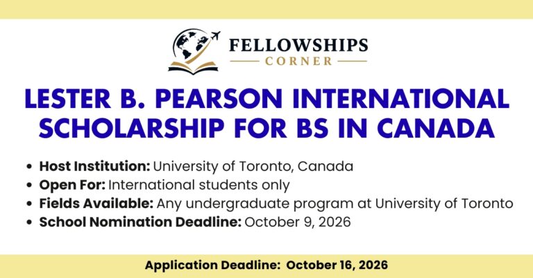 Lester B. Pearson International Scholarship for Bs in canada