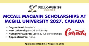 McCall MacBain Scholarships at McGill University 2027, Canada