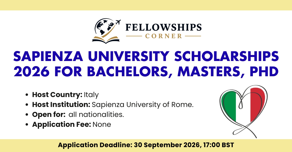 Sapienza University Scholarships 2026 for Bachelors, Masters, PhD