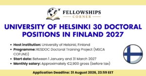 University of Helsinki 30 Doctoral Positions in Finland 2027 (Fully Funded)