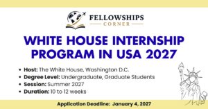 White House Internship Program in USA 2027